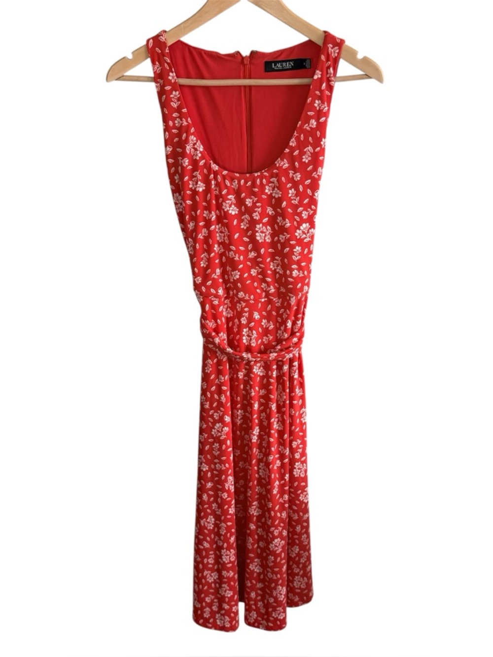 Lauren Ralph Lauren Women’s Red Floral Sleeveless Wrap Midi Dress, size 8 - Picture 4 of 12